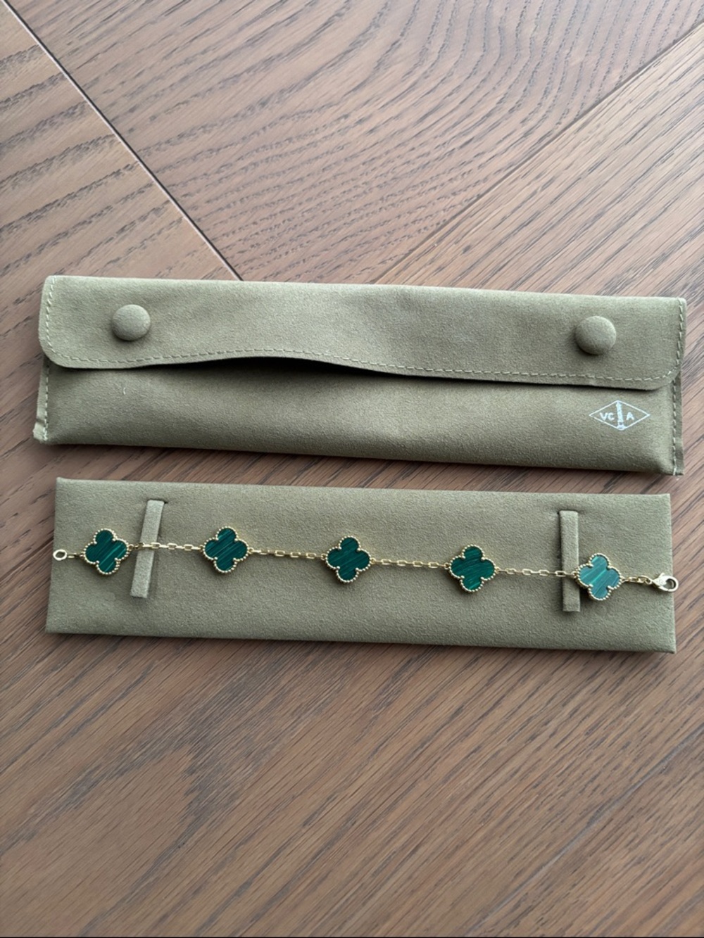Van Cleef & Arpels Green and Gold Alhambra 5-Motif Bracelet